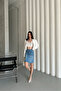 Women's Jeans Pencil Short Mini Blue Denim Skirt with Pockets - 3