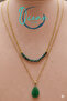 Special Design Original Natural Emerald Pendant Gold Steel Necklace Heart Drop - 5