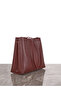 Women's Large Size Tote Model Hand and Shoulder Bag Burgundy - 4