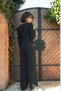 Women's Square Collar Wide Leg Pants Bottom Top Casual Suit - 3
