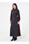Medina Silk Hijab Dress with Belt Detail - Anthracite - - 4