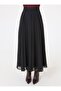 High Waist Side Zipper Chiffon Skirt - Black - - 3