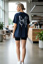 Oversize Crew Neck T-Shirt with Butterfly Print on the Back