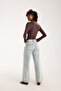 Women's Off-The-Shoulder Drawstring Detailed Brown Viscose Blouse - 3