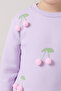 Cherry Detailed Tulle Girls' Dress Lilac - 3