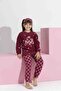 Women's Plum Checkerboard Pattern Mother-Daughter Matching Long Sleeve Fleece Plush Fabric Winter Warm Pajamas Set - 4