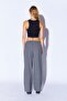 Polyviscose Woven - Lycra Gray Melange Palazzo Trousers with Front Clamps - MKS 669574 -01 - 5