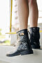 Women's Buckle Back Zipper Casual Boots Himpa Black - 2
