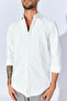 Slim Fit Flamlı Shirt - White |   Mes111363-01 - 4