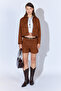 Self-Belted Women's Suede Shorts - Brown |   Mkw674992-01 - 7