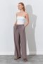 Elastic Waist Palazzo Modal Trousers - Mink |   Ek100661832