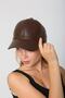 Brown Faux Leather Cap Women's Hat - 5