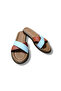Women's Red and White Genuine Leather Cross Strap Slippers - 6