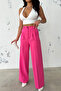 Pink Pleated Fabric Palazzo Trousers - 2