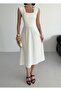 Special Design Fine Detail White Midi Dress - 5