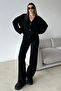 V-Neck Cardigan Pants Knitwear Set Black 9368-Tk - 5