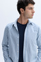 Men's Blue Striped Regular Fit Long Sleeve Shirt - 4