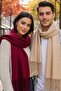 Unisex Soft Textured Tasseled Winter Boucle Scarf Shawl Set of 2