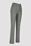 Khaki High Waist Jean Look Flare Flared Leg Trousers - 5