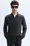 Men's Brick Color Zippered Polo Collar Knit Sweater