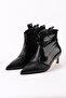 Coralie Black Color Zippered, Thin Faux Fur Lined, Short Heeled Women's Boots - 3