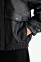 Dad Fit Zippered Faux Leather Coat F5483Ax25Wn - 8
