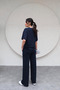 Women's Summer Combed Cotton Suit – Short Sleeve Blouse & Flared Trousers - 3