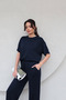 Women's Summer Combed Cotton Suit – Short Sleeve Blouse & Flared Trousers - 4