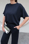 Women's Summer Combed Cotton Suit – Short Sleeve Blouse & Flared Trousers - 5