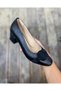 Women's Black Jewelled Shiny Cup Short Thick Heeled Comfortable Daily Anatomical Casual Evening Dress Mother Shoes - 4