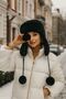 Black Faux Fur Plush Women's Beret Hat with Earmuffs