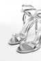 Silver Evening Dress Shoes Pointed Toe Stylish Detailed Evening Dress Stiletto Sandals Trent Shoes - 3