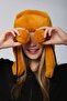 Plush Women's Beret Hat with Saffron Faux Fur Earmuffs - 4
