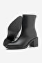 Women's Side Zipper Stitched Detailed Daily Heeled Boots Lakos Black - 5