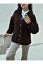 Women's Brown Oversize Knit Cardigan with Dirty Stitching 7000 - 4