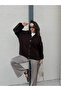 Women's Brown Oversize Knit Cardigan with Dirty Stitching 7000