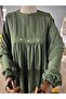 Hijab Double Set Khaki Dream Daisy Embroidered Oversize Bat Sleeve Aerobin - 6