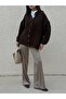 Women's Brown Oversize Knit Cardigan with Dirty Stitching 7000 - 3