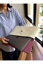 Cream Patent Leather Laptop and Briefcase Bag with Fuchsia Plush Lining 36 × 26 cm