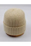 Beige Woolen Ribbed Unisex Beanie - 2