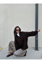 Women's Brown Oversize Knit Cardigan with Dirty Stitching 7000 - 6