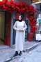 Glitter Balloon Sleeve Mercerized Dress