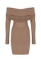 Champain Dress Women's Off Shoulder Long Sleeve Jewel Color Dress - 2
