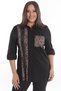 Trend42Plus Plus Size Black Shirt with Leopard Print and Arm Epaulet Detail