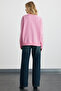 Karius women's organic cotton pink sweatshirt with fleece lining and oversize round neck - 6