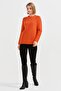 Women's Crew Neck Shoulder Braided Wool Sweater Orange - 6