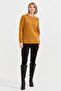Women's Crew Neck Shoulder Braided Wool Sweater Mustard - 5