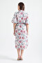 Women's Powder Balloon Sleeve Patterned Midi Dress - 5