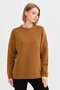 Women's Crew Neck Shoulder Braided Wool Sweater Brown - 6