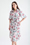Women's Powder Balloon Sleeve Patterned Midi Dress - 4